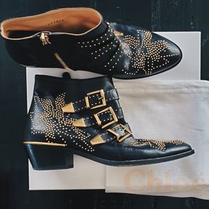 Chloe stud buckle booties